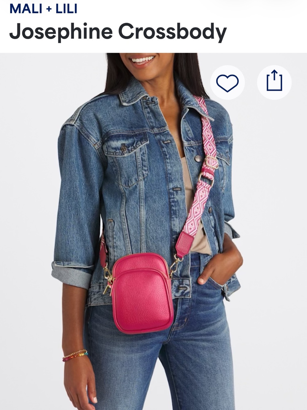 Hot Pink Pebbled Crossbody Bag with Adjustable Strap